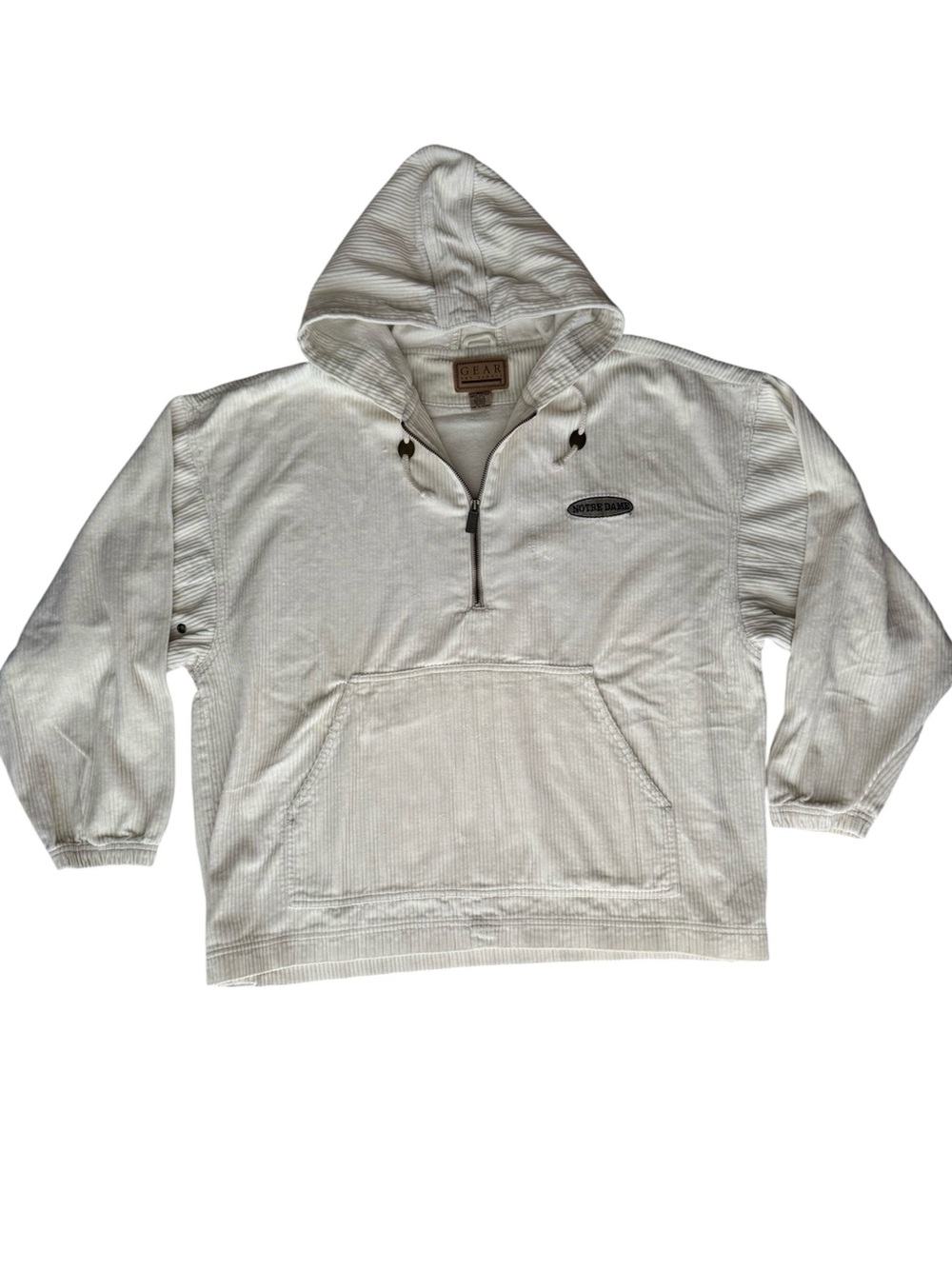 Vintage Notre Dame Corduroy Quarter Zip Hoodie - Men’s L Gear For Sports